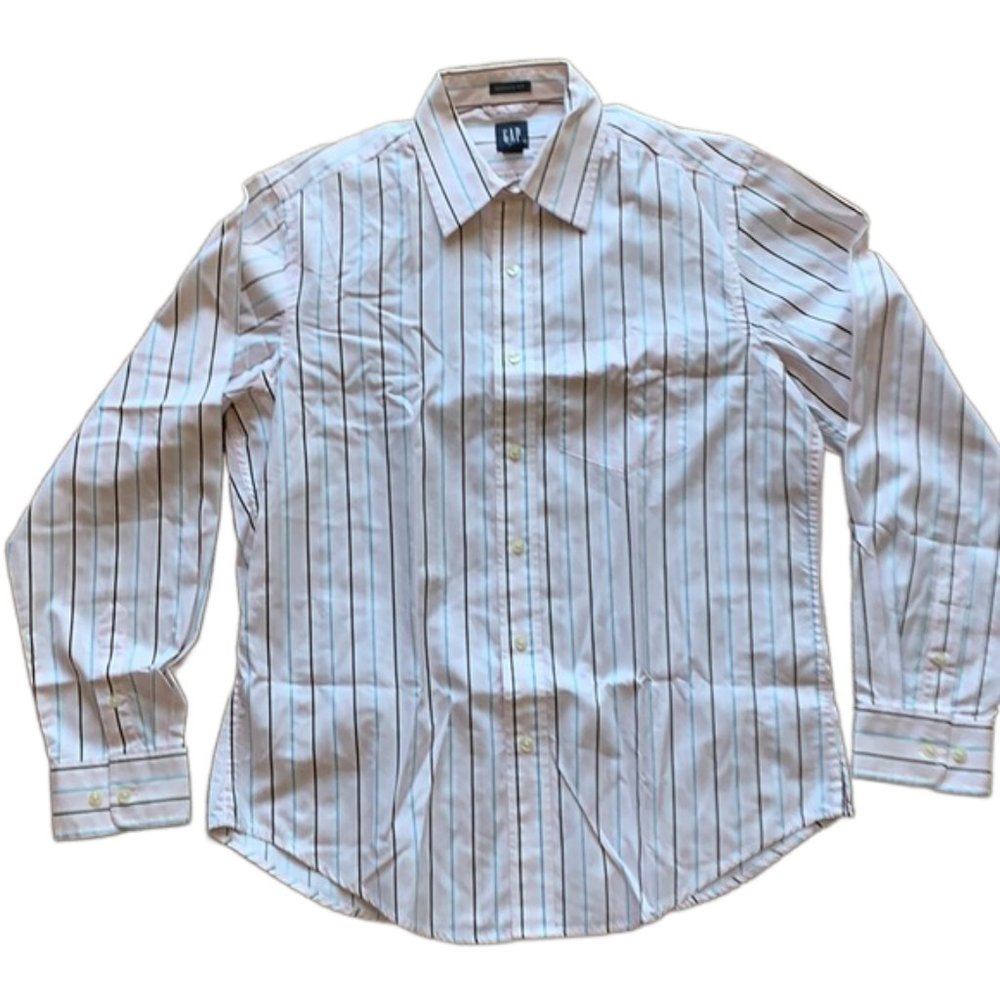 GAP Light Pink Stripe Button Up Shirt, size M